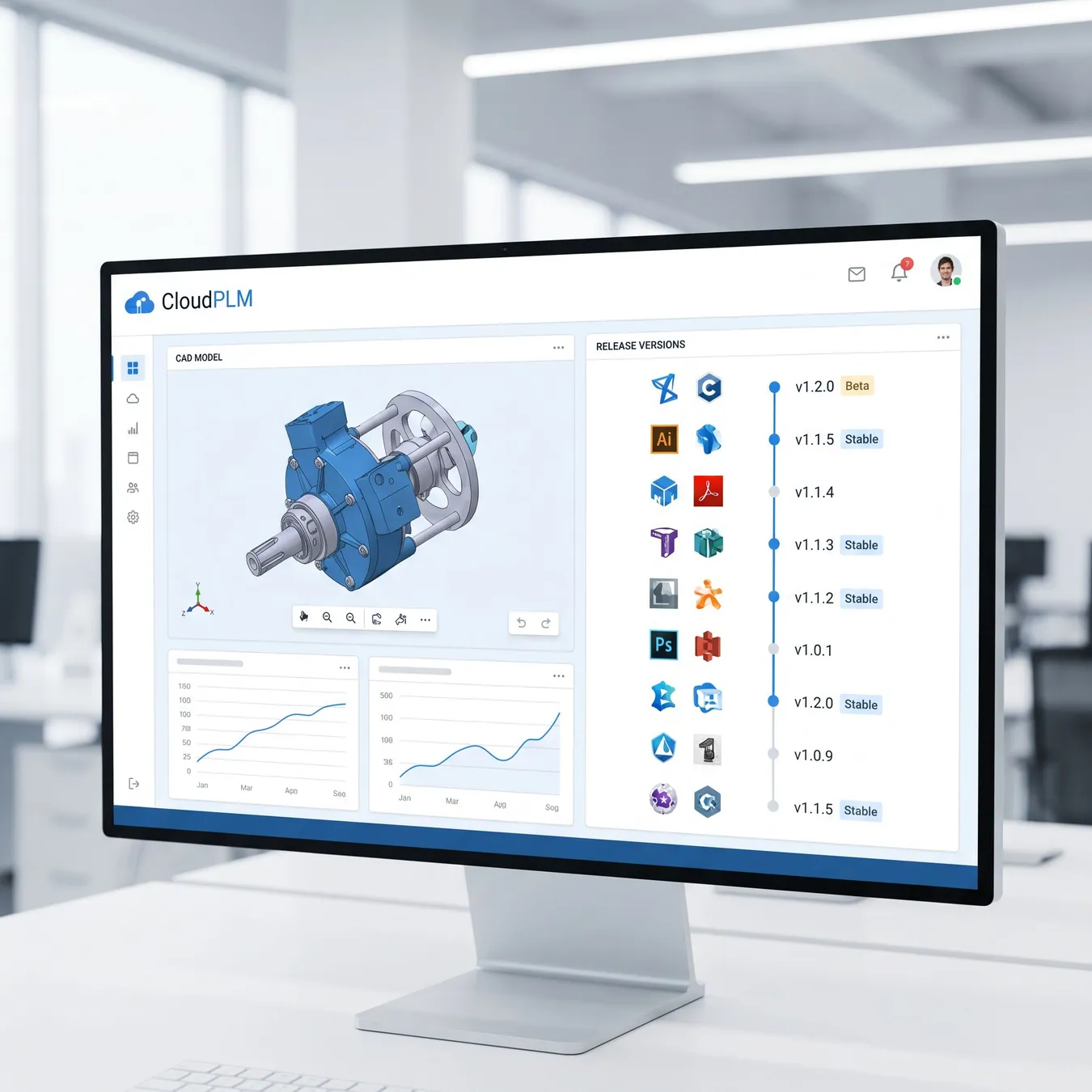 Modern PLM interfaces unify hardware design with software versioning.