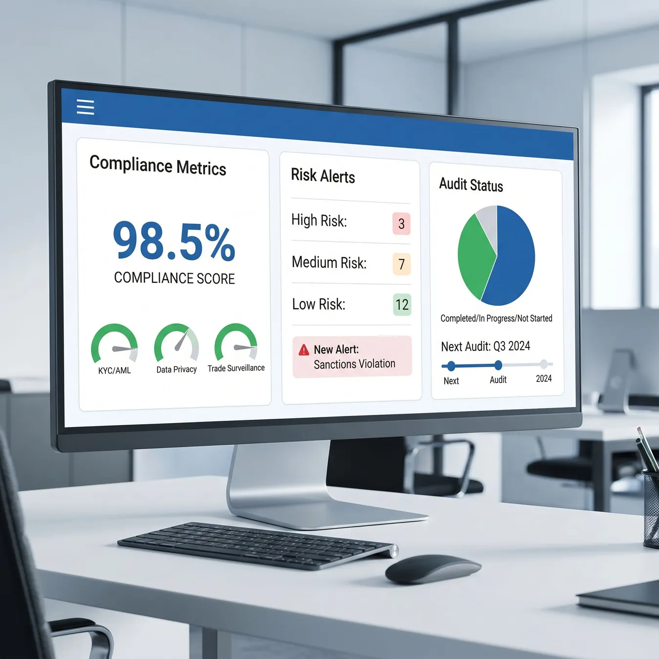 Production-grade compliance dashboards provide instant visibility into institutional risk.