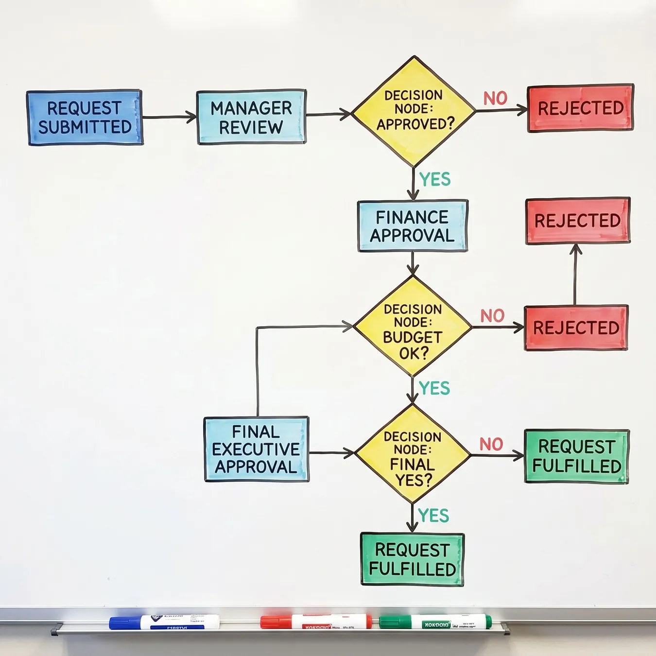 Complex branching logic.