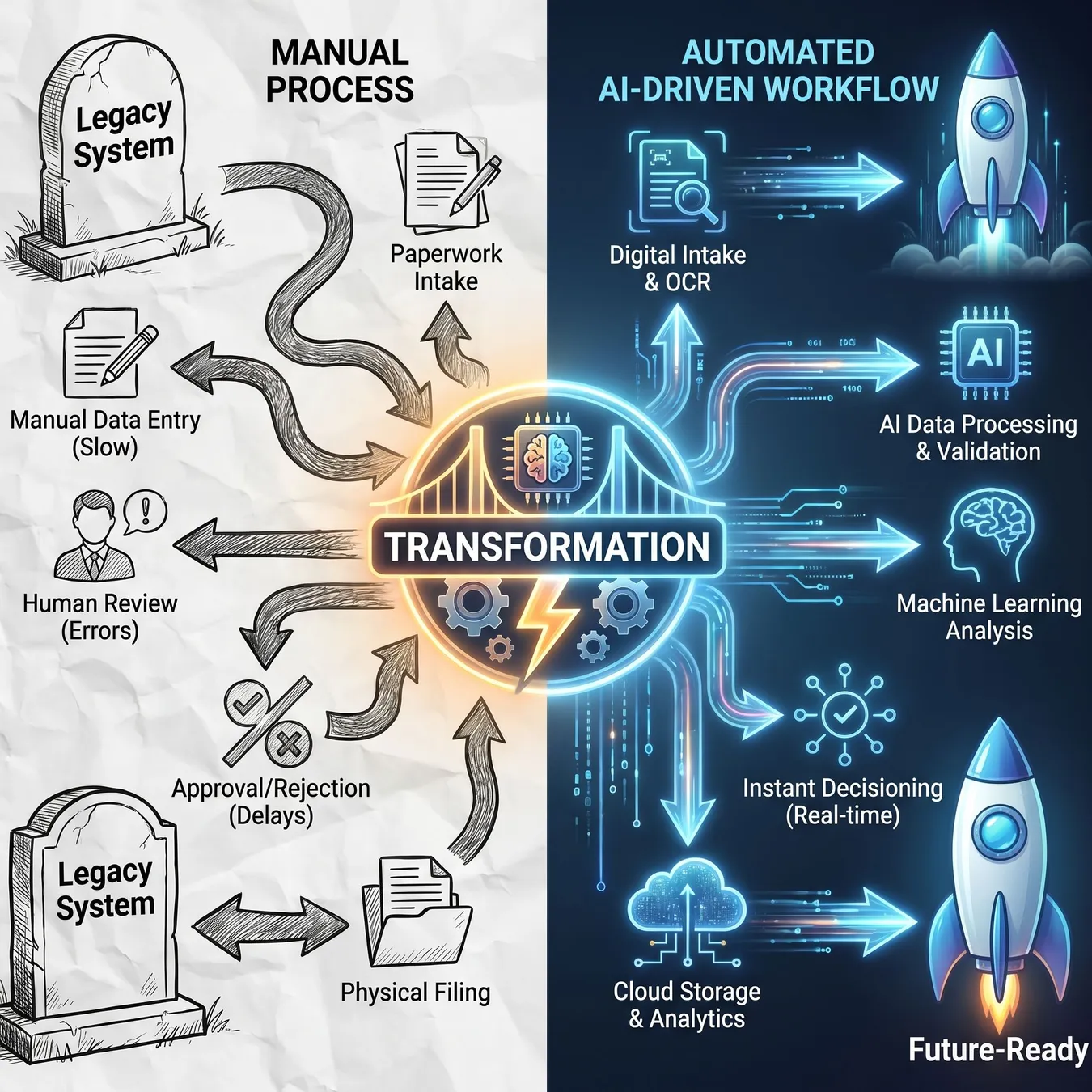 Visualizing the transition from manual drag to automated flow.
