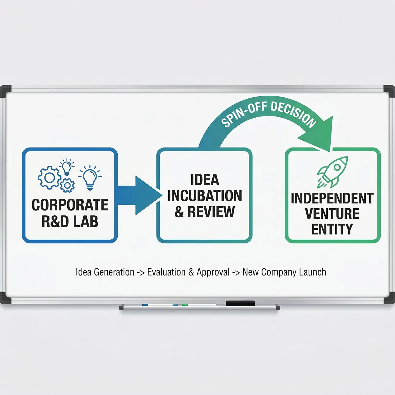 The lifecycle of a venture capture project from ideation to spin-out.