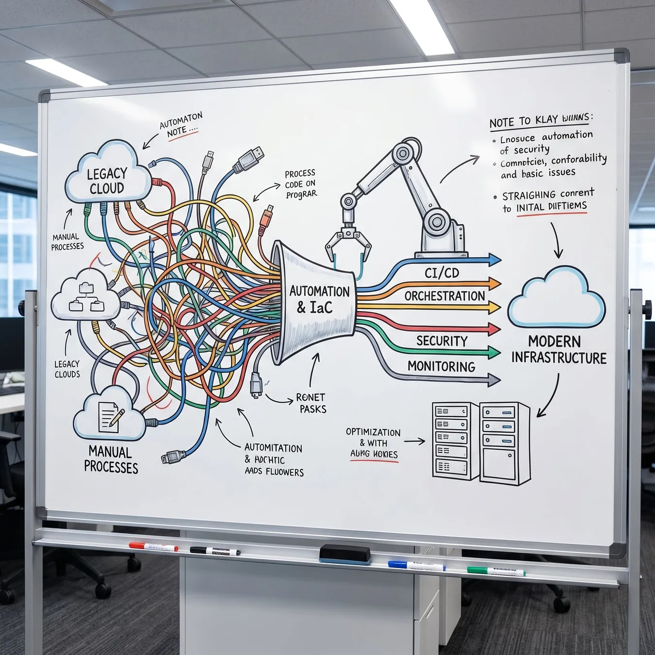Visualizing the transition from tangled manual debt to streamlined automation.