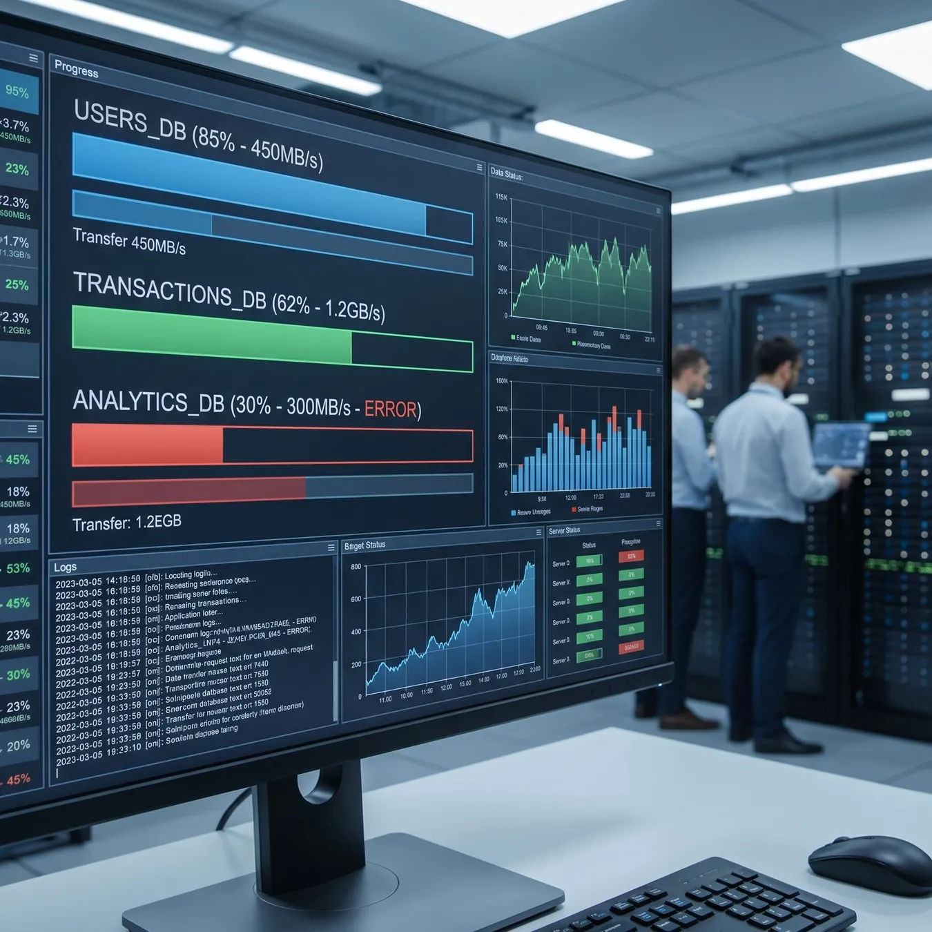 Monitoring data integrity during the transfer process.