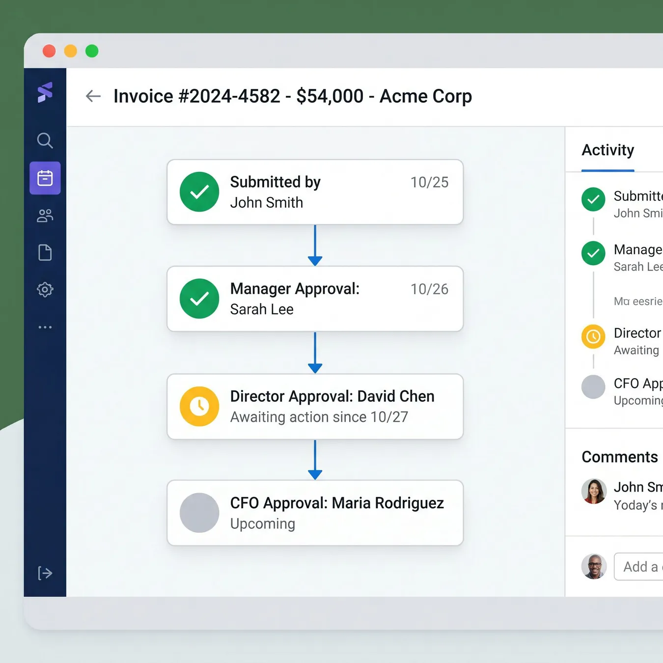 Approval workflows.