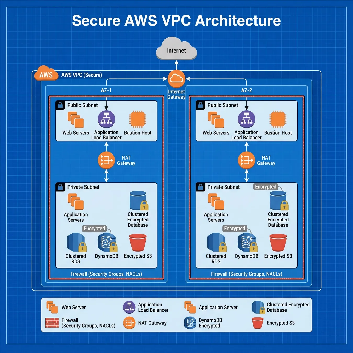 A standard secure cloud environment architecture.