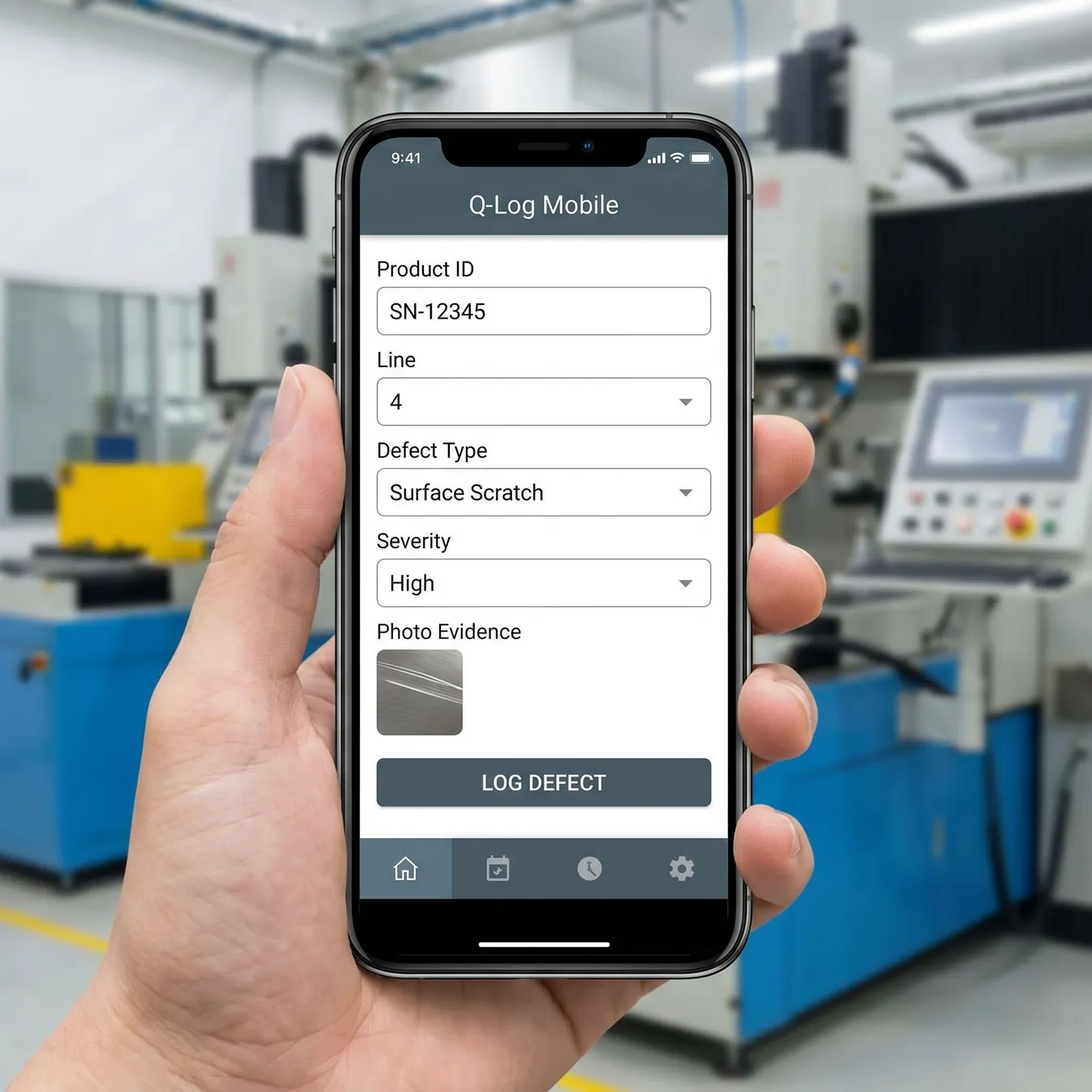 Mobile-first quality logging for field and floor use.