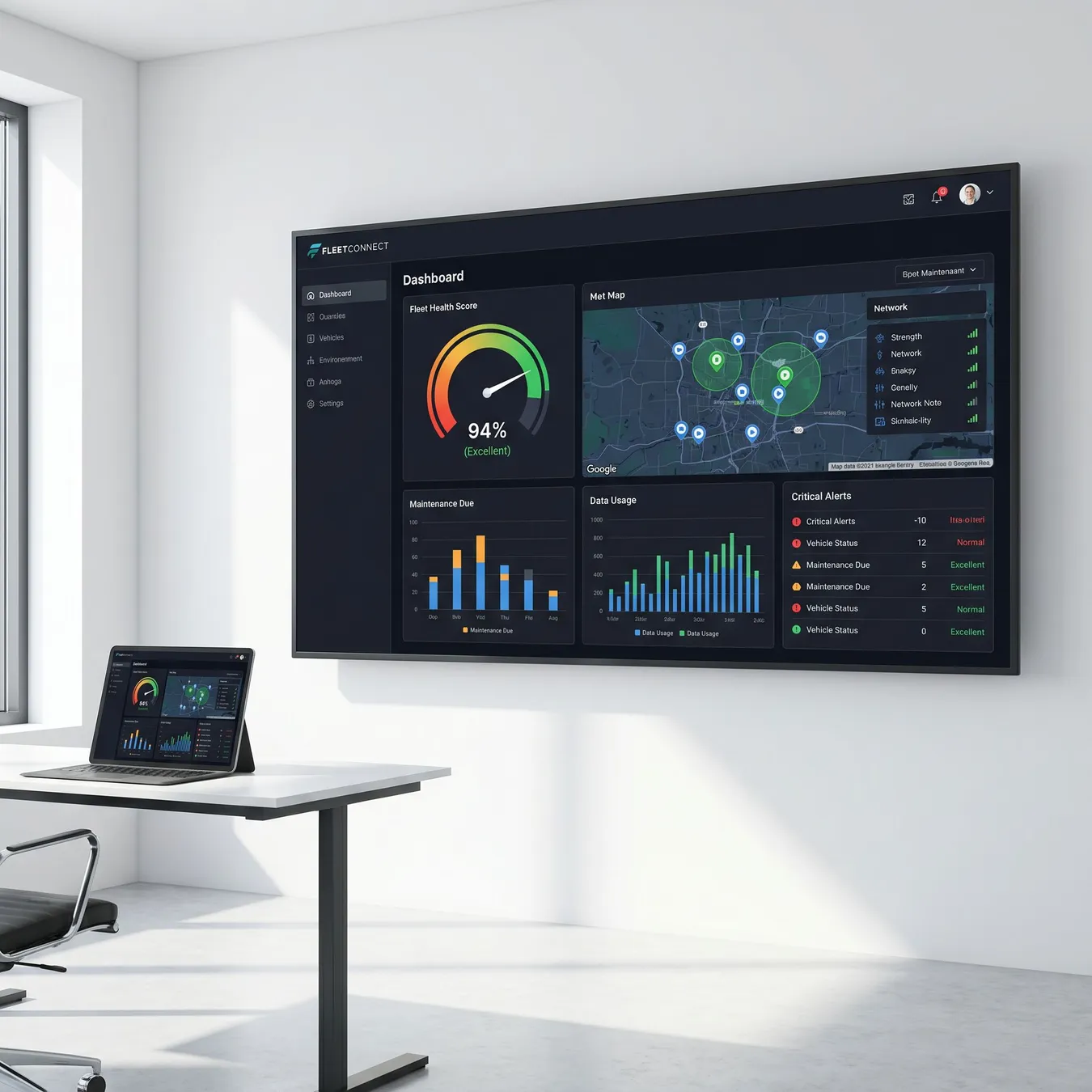 Custom dashboards provide visibility into long-term fleet health.