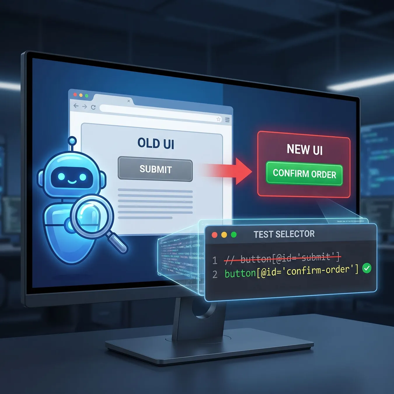 AI-driven self-healing selectors.