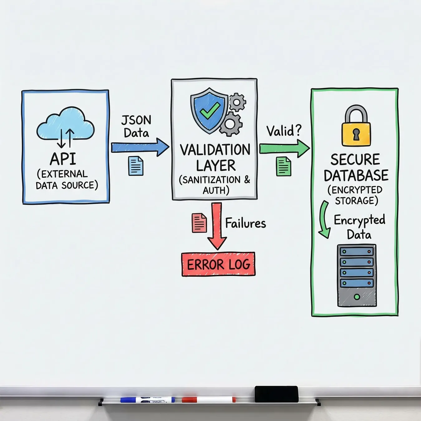 Data validation layers ensure compliance at the point of entry.