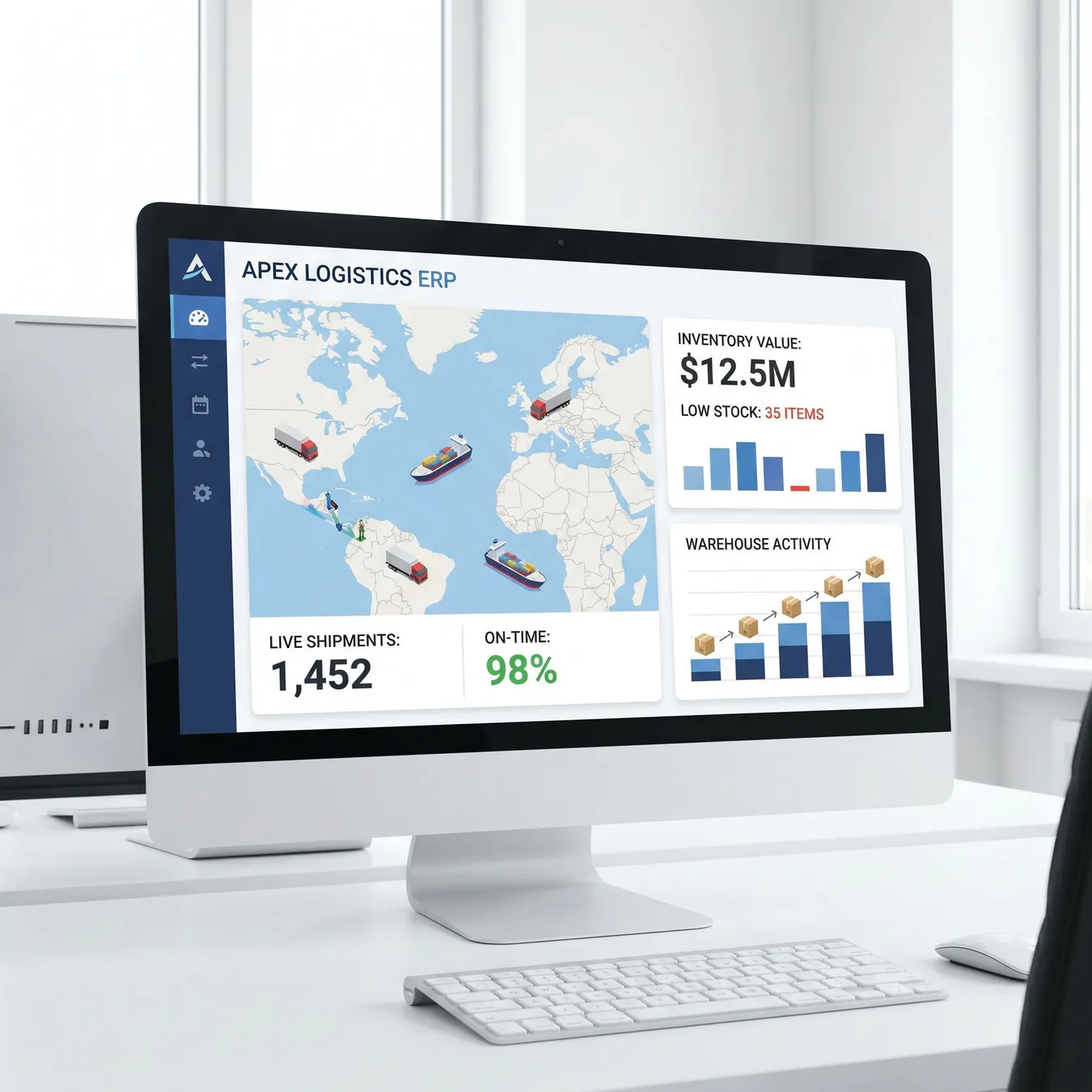 Bespoke ERP interfaces designed for clarity.