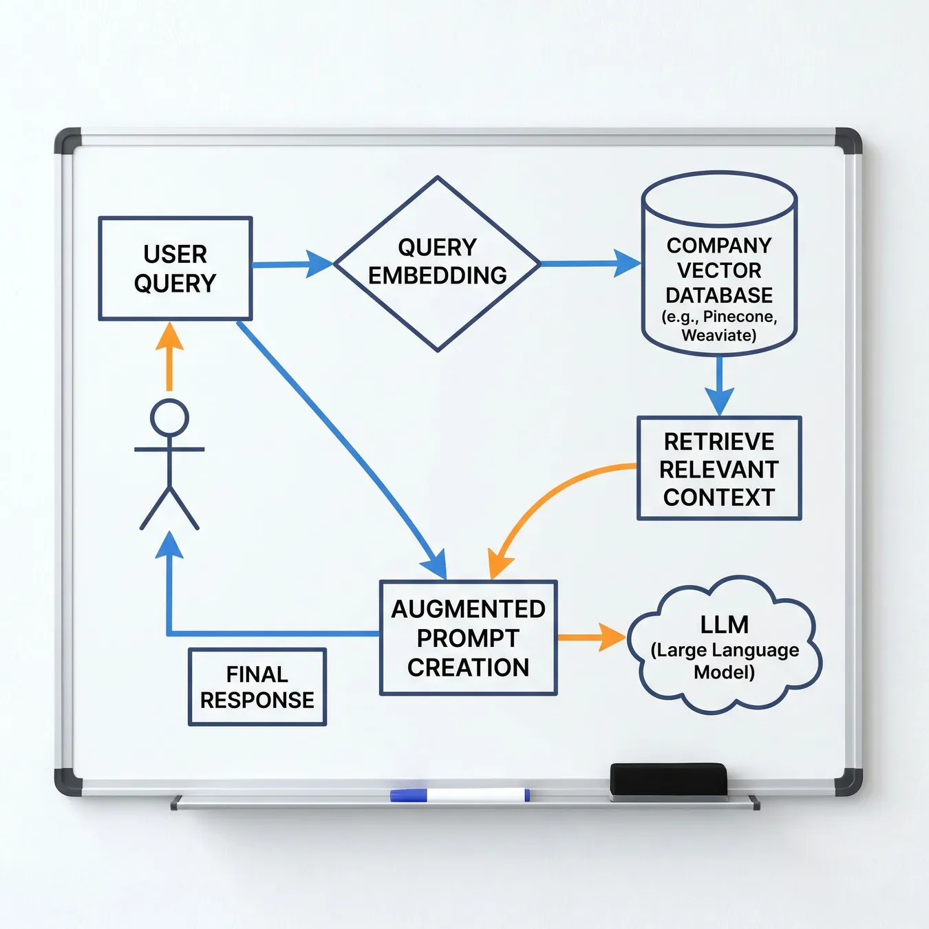 The RAG process for accurate enterprise AI responses.