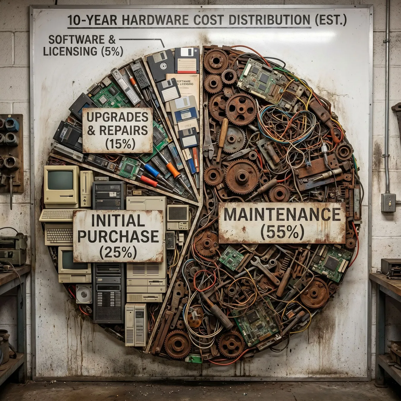 Typical cost distribution for long-lifecycle hardware.