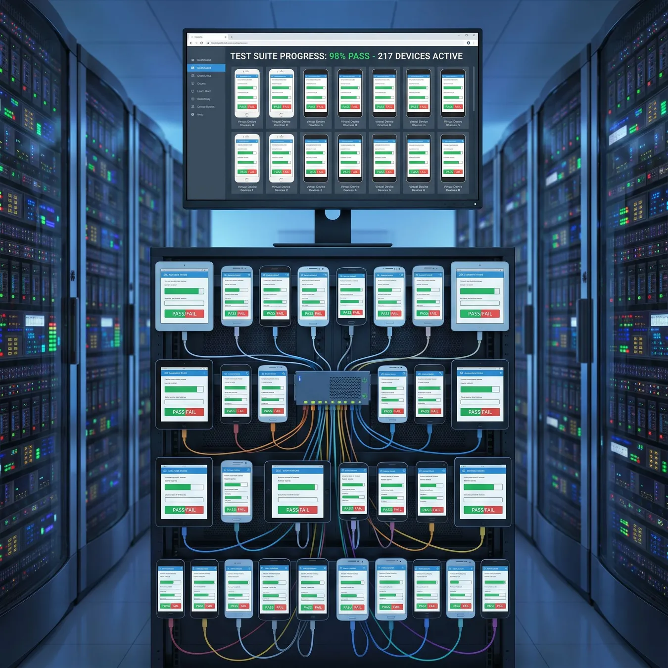 Automated testing across device fragments.