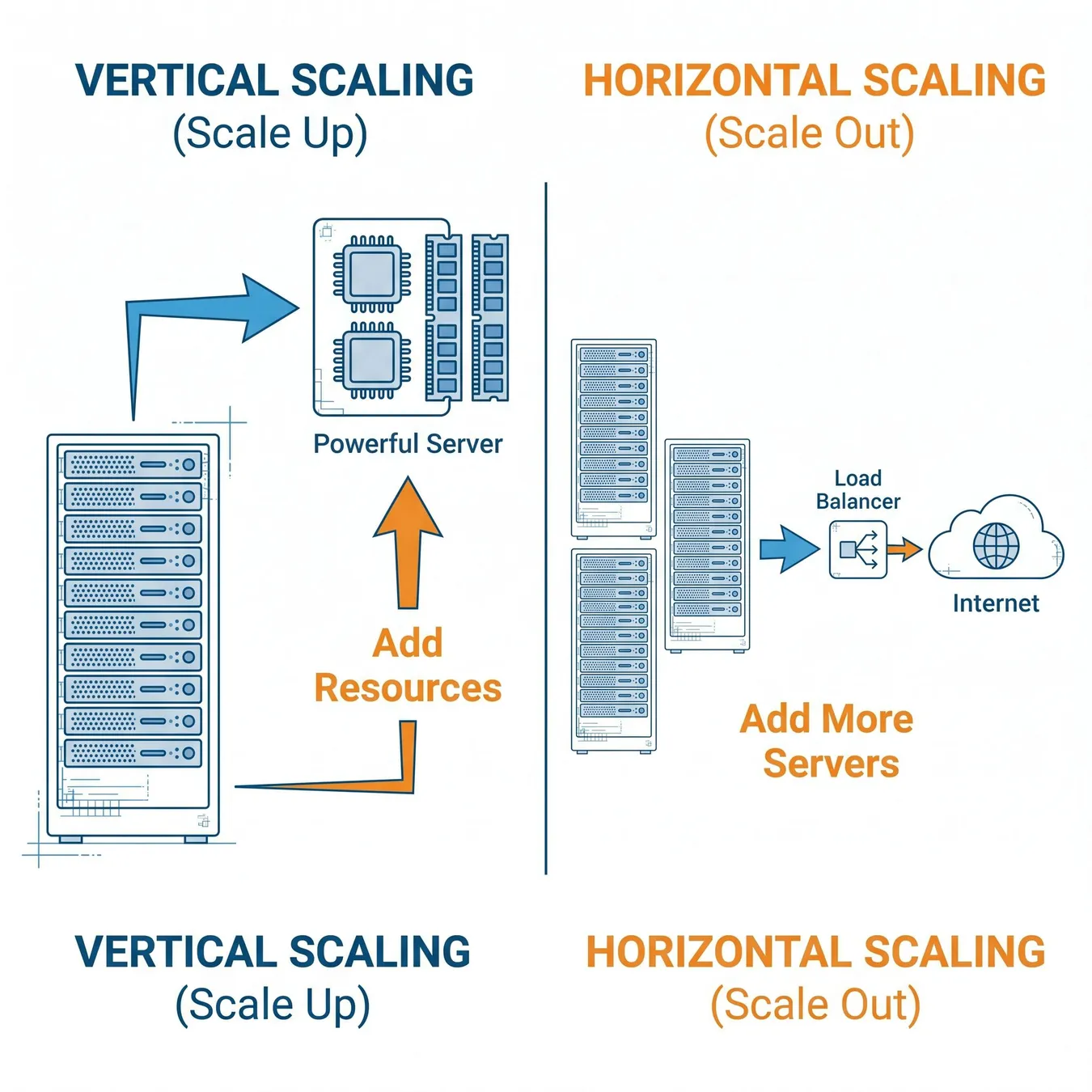The fundamental choice: Scaling Up vs. Scaling Out.