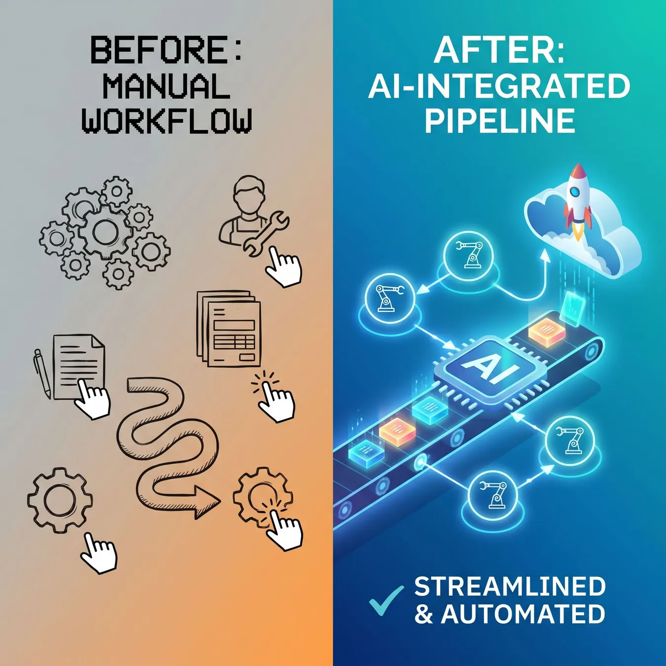 Visualizing the AI-native workflow transition.