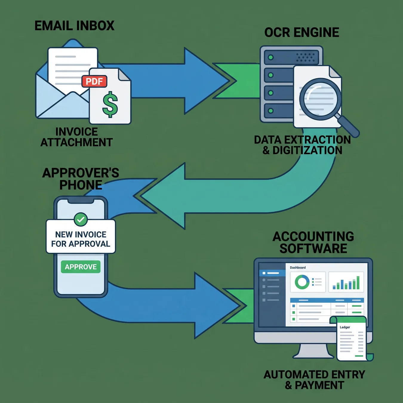 The lifecycle of an automated invoice.
