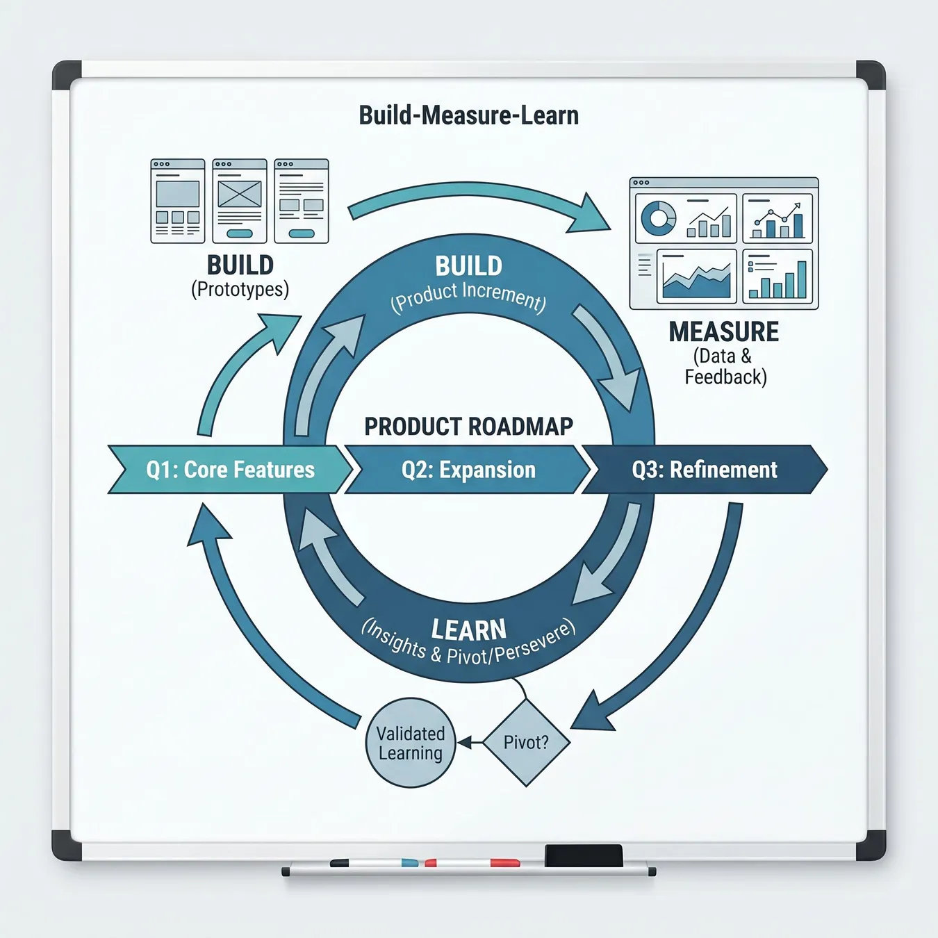 The continuous feedback loop of lean product development.