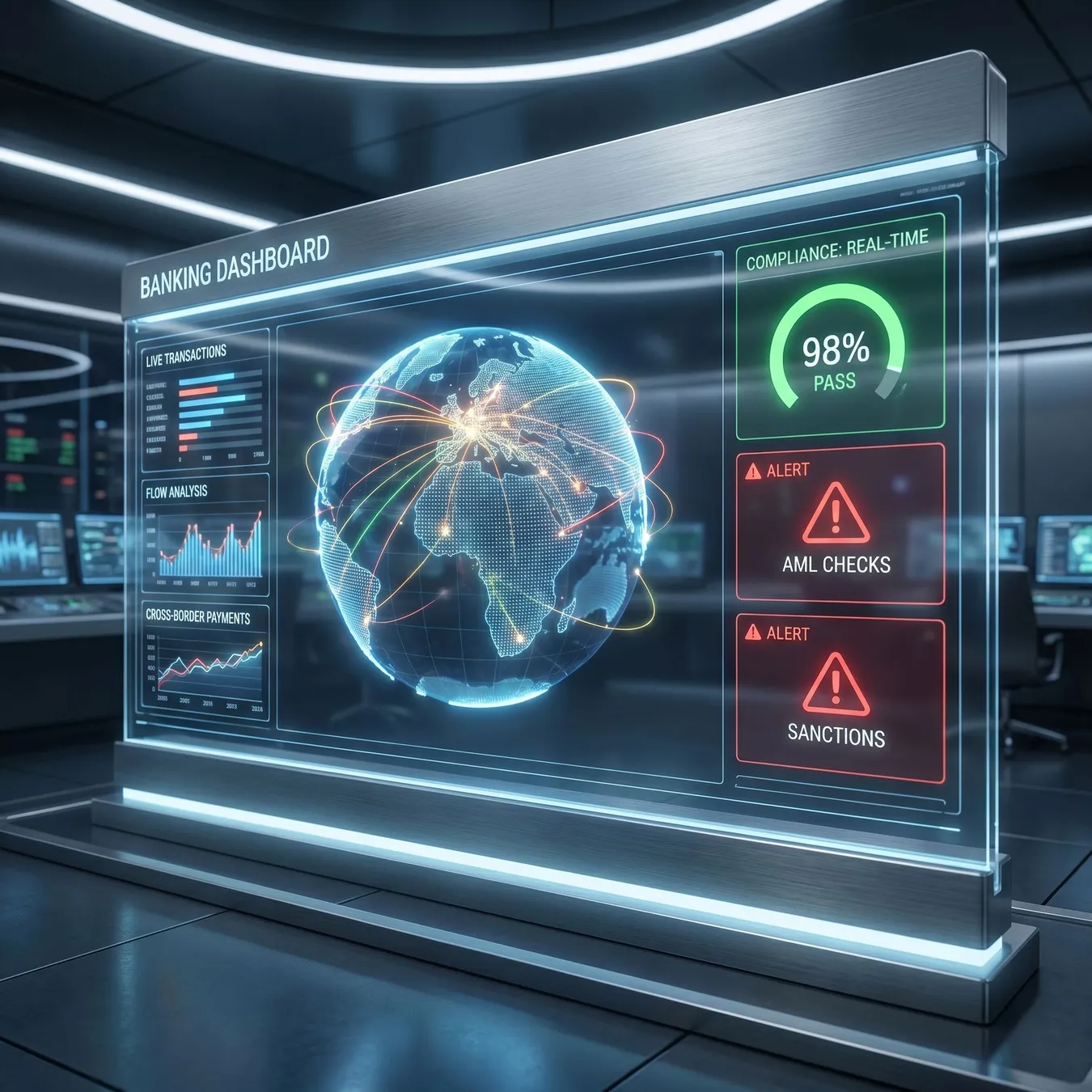 Intelligent dashboards provide real-time visibility into automated banking operations.