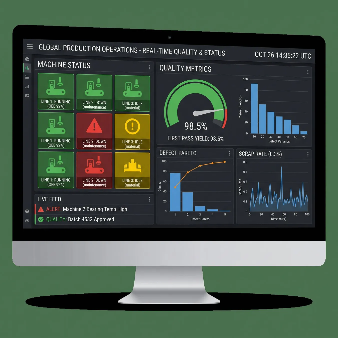 Custom dashboard for real-time production visibility.