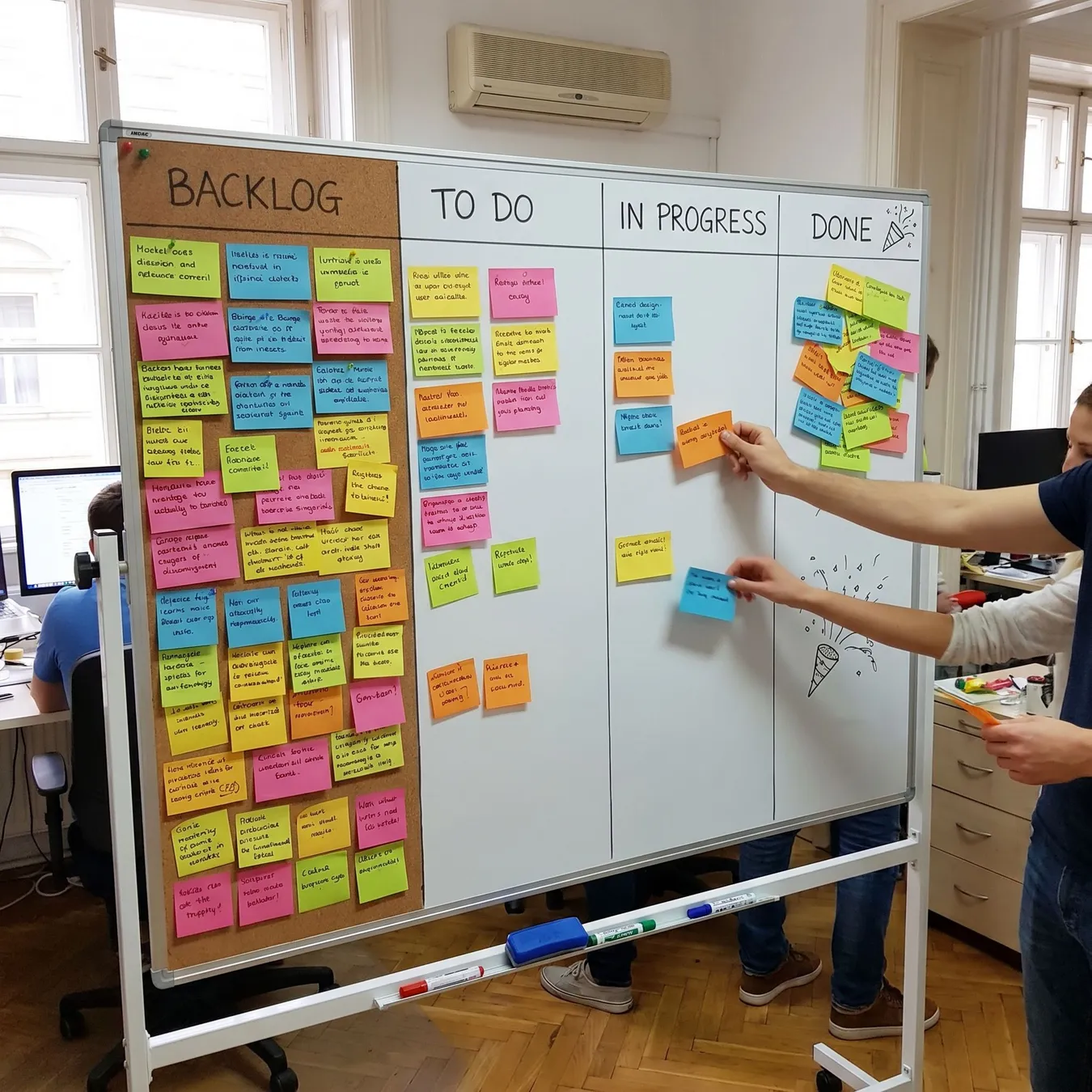 Visual flow helps identify where work piles up.