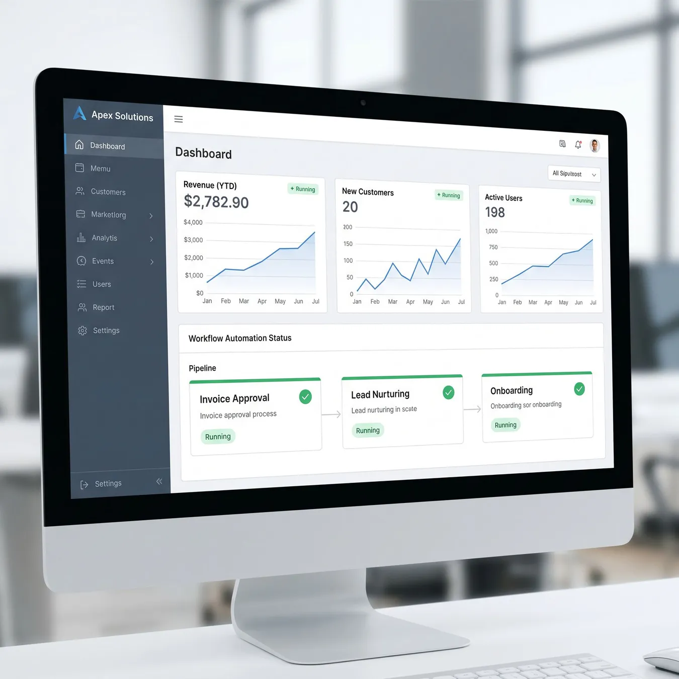 Custom business applications replace manual data entry with real-time operational visibility.