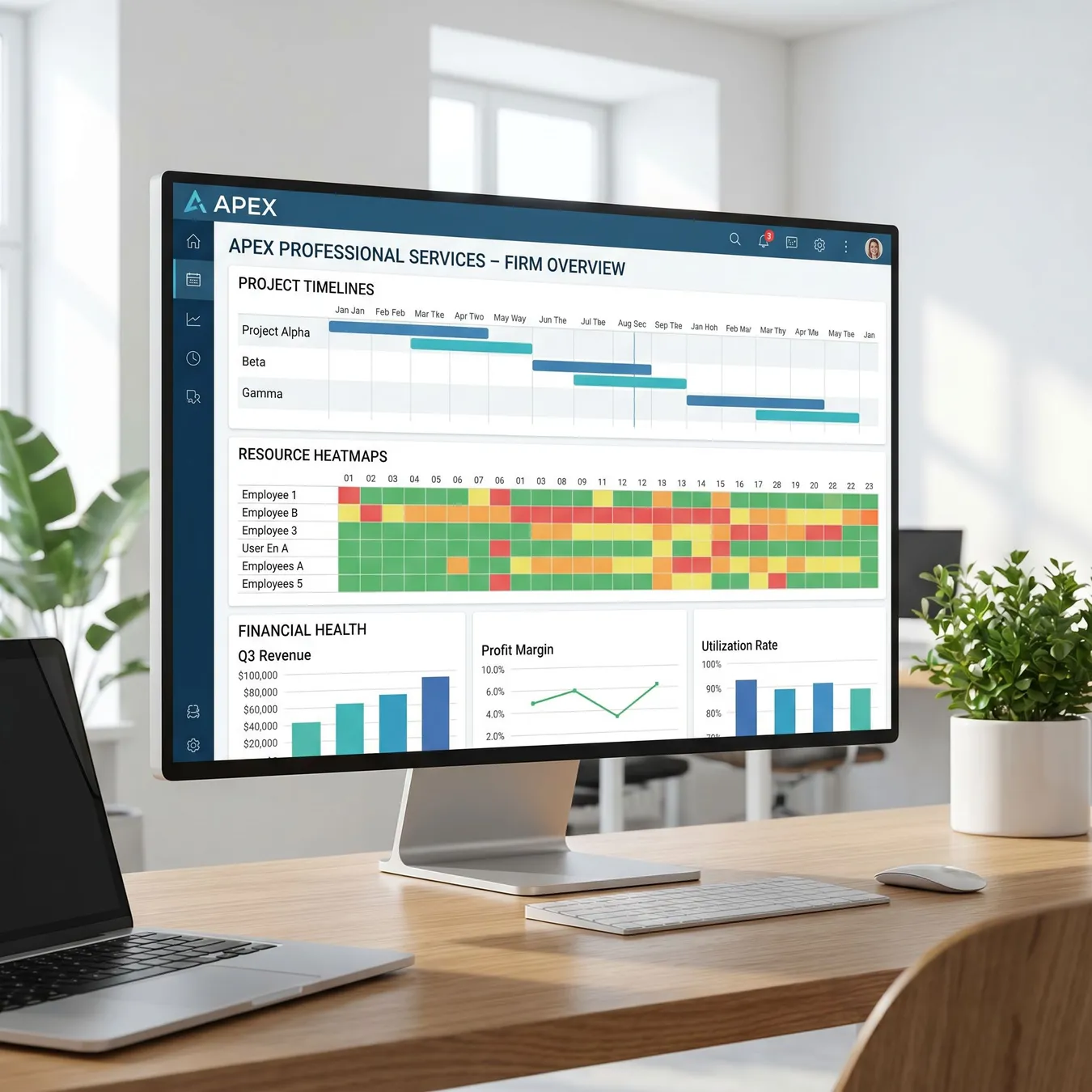 A unified PSA dashboard provides a single source of truth for all project and financial data.