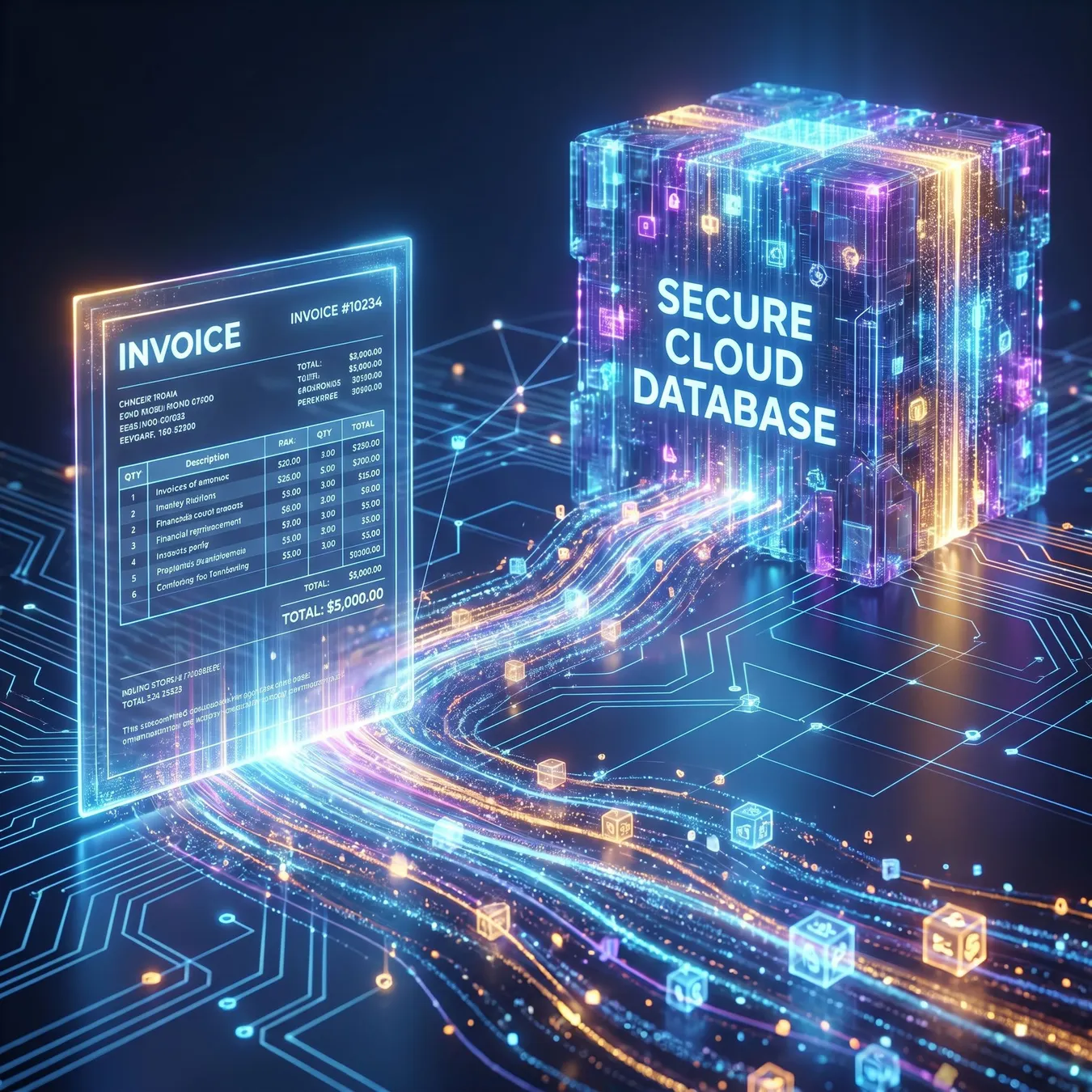 Automated data extraction and secure processing.