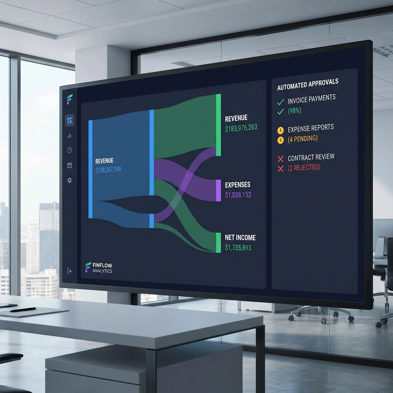 Visualizing automated financial workflows and real-time data processing.