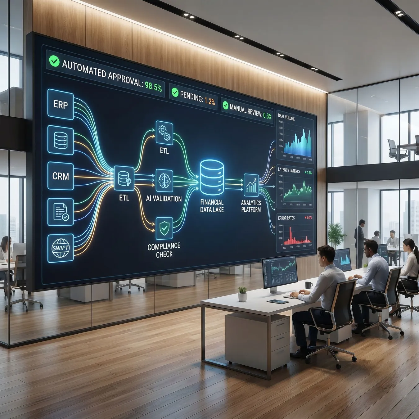 Enterprise financial automation dashboard.