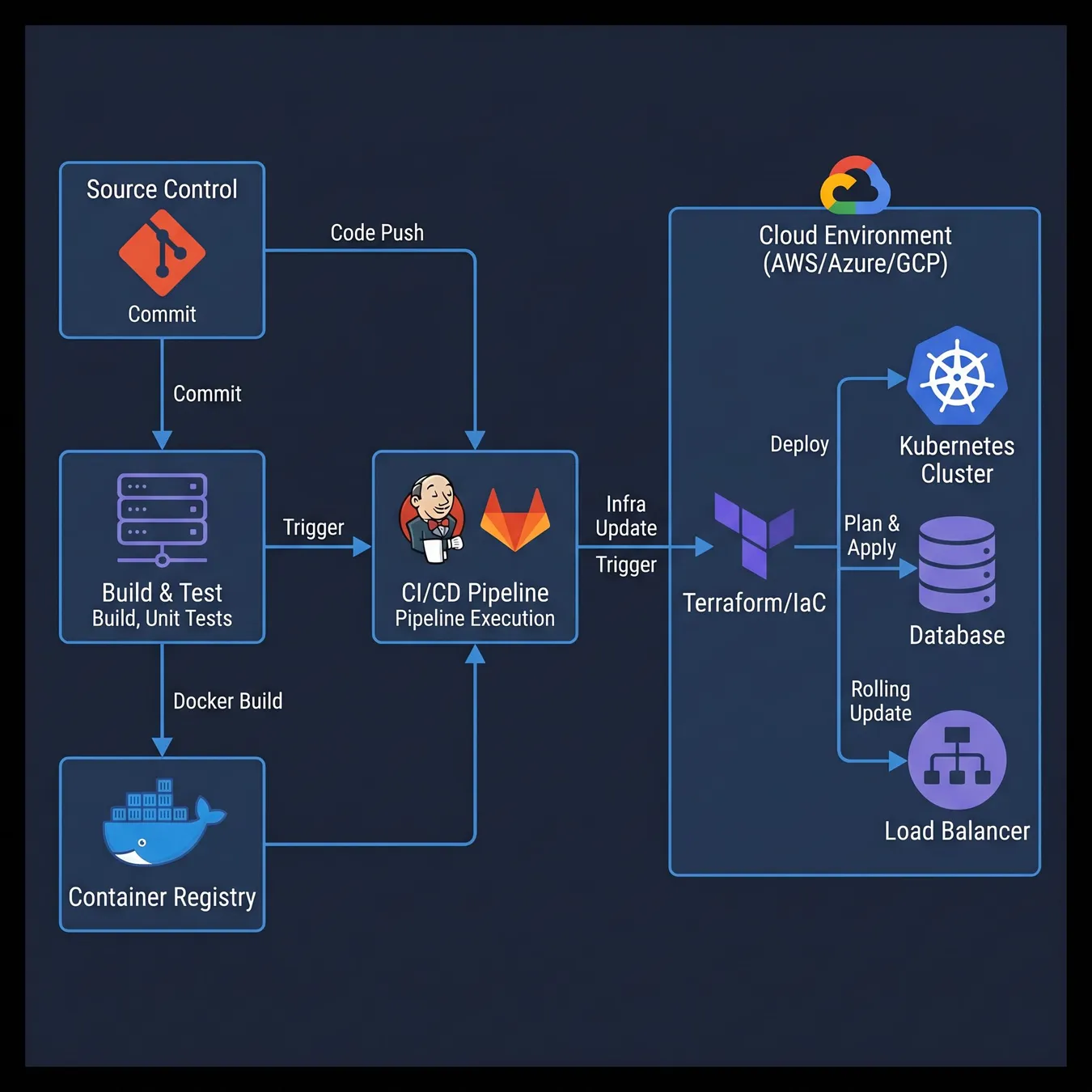 Automated pipelines bridge the gap between code and live cloud resources.