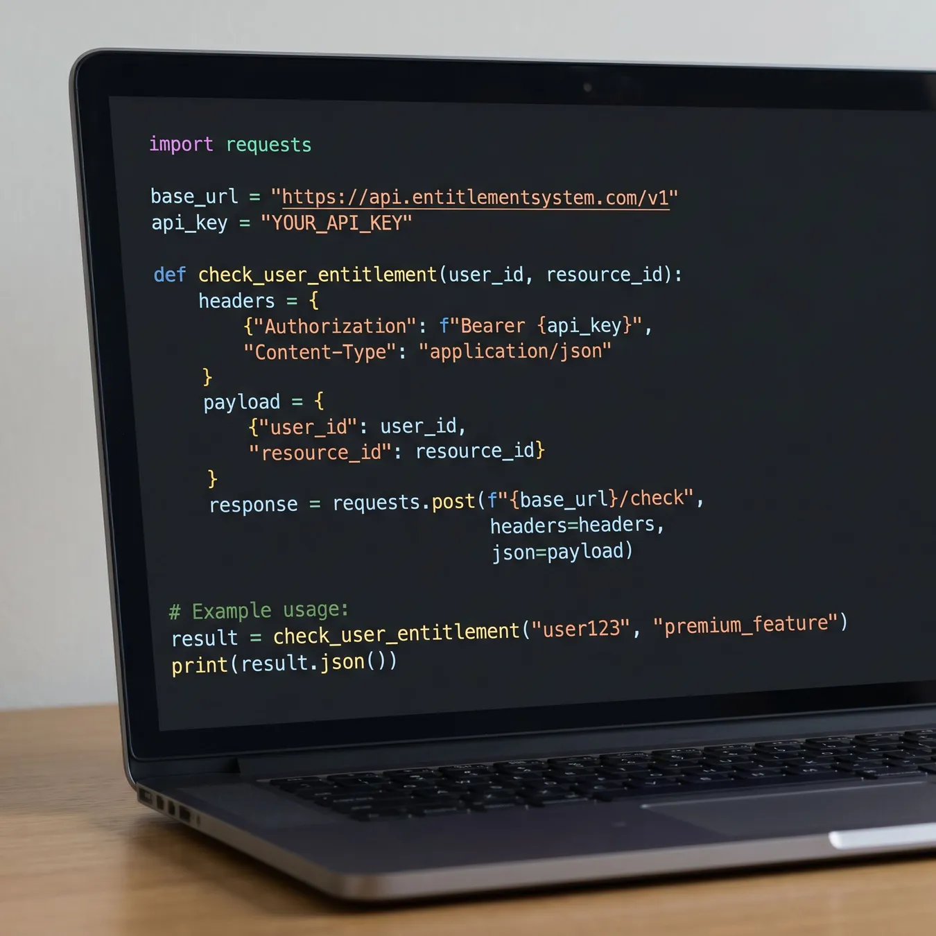 Clean API design for entitlement checks.