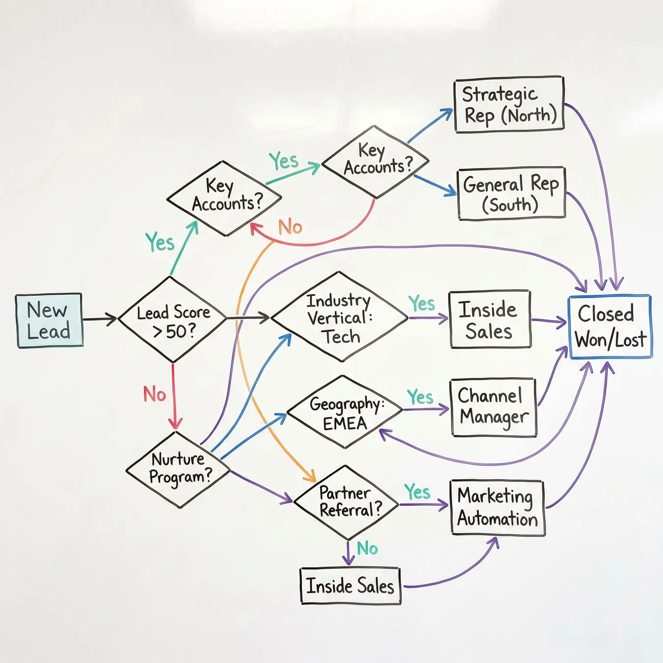 Custom routing logic ensures high-value leads reach the right specialist instantly.