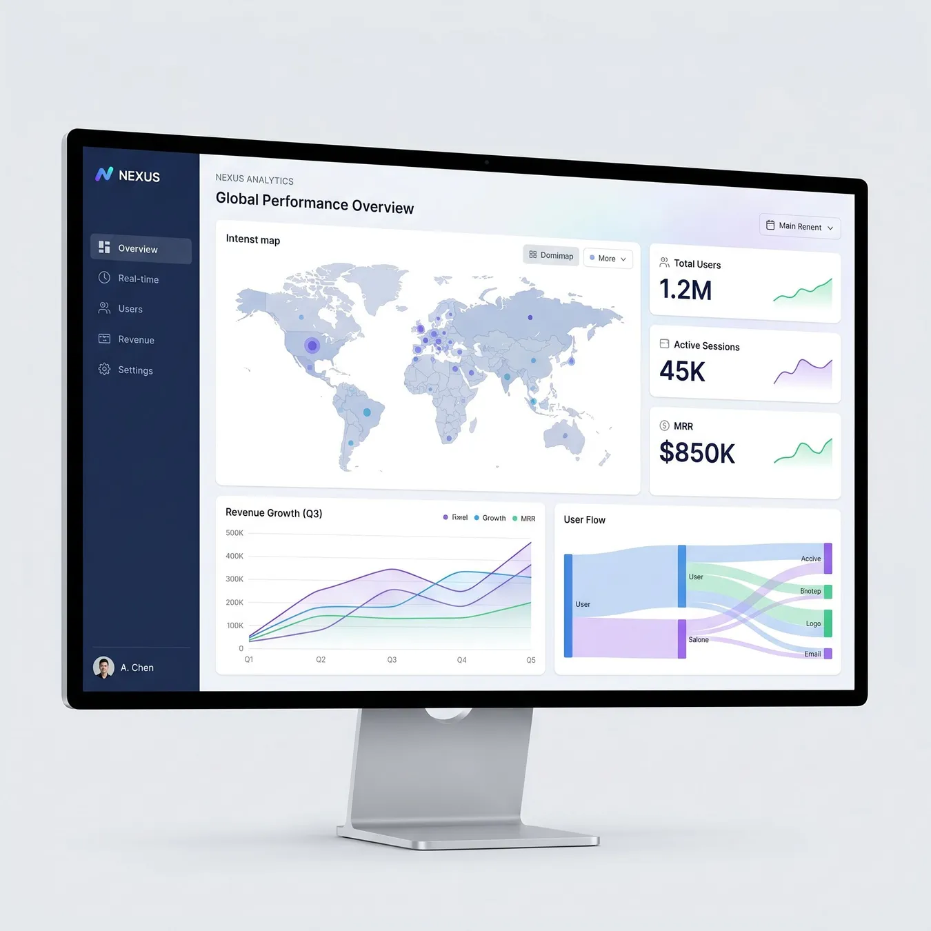 Modern SaaS dashboard design focusing on clarity and data density.