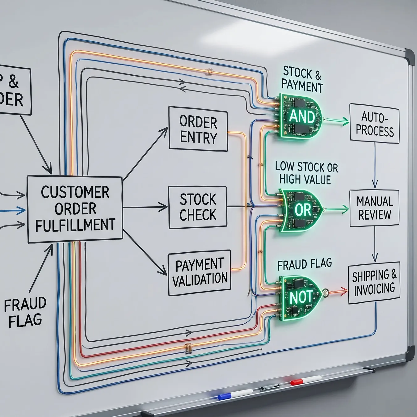 Visualizing the logic behind automated business handoffs.