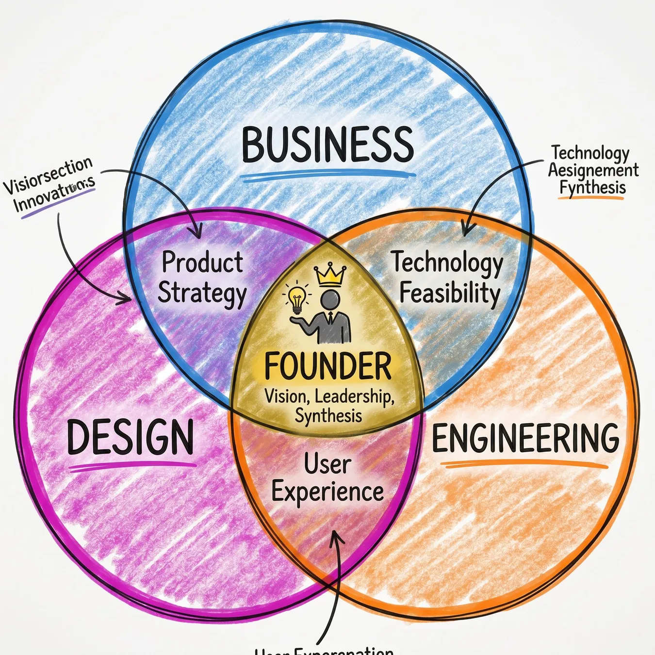 The founder's role is the bridge between market needs and technical execution.