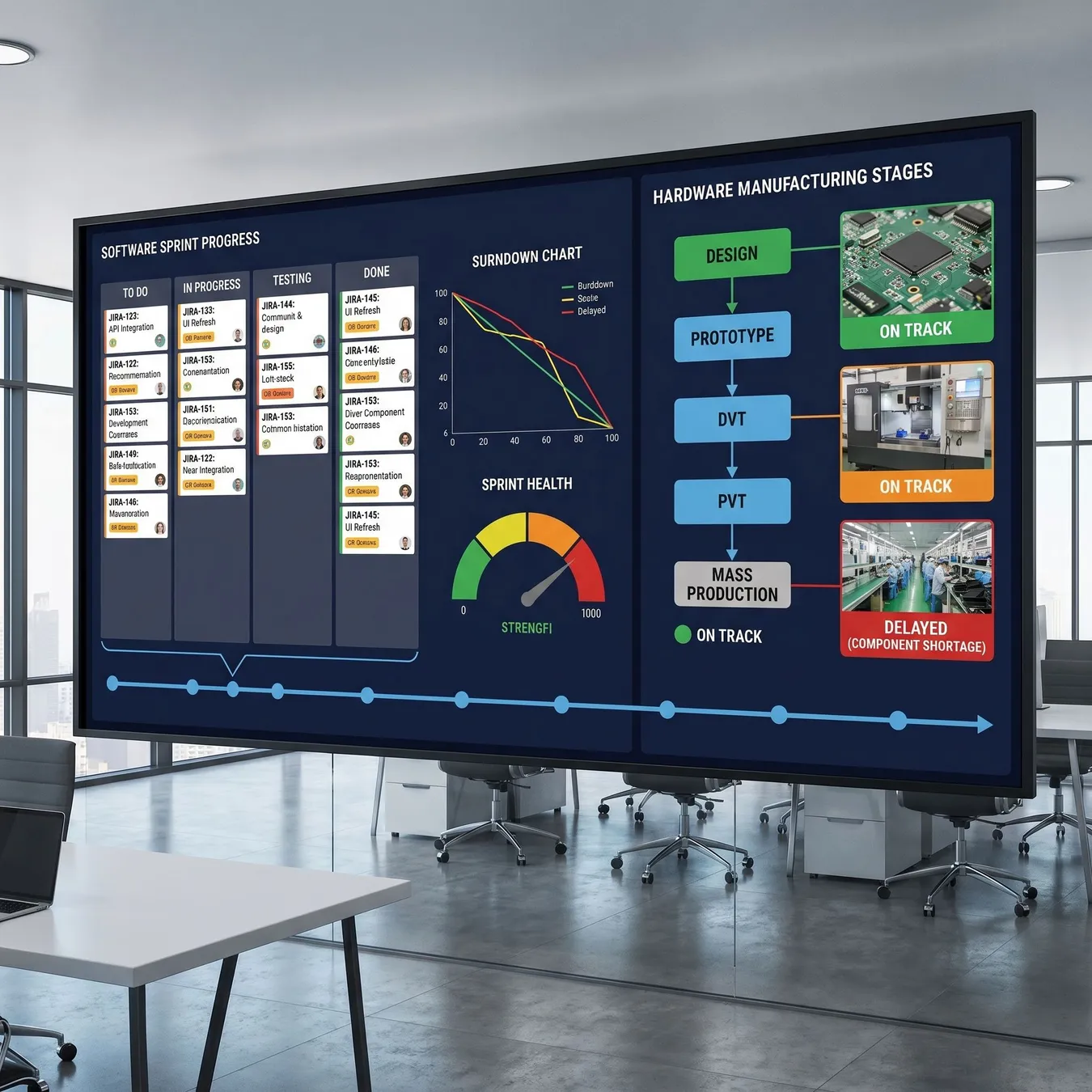 Integrated tracking for hardware-software teams.