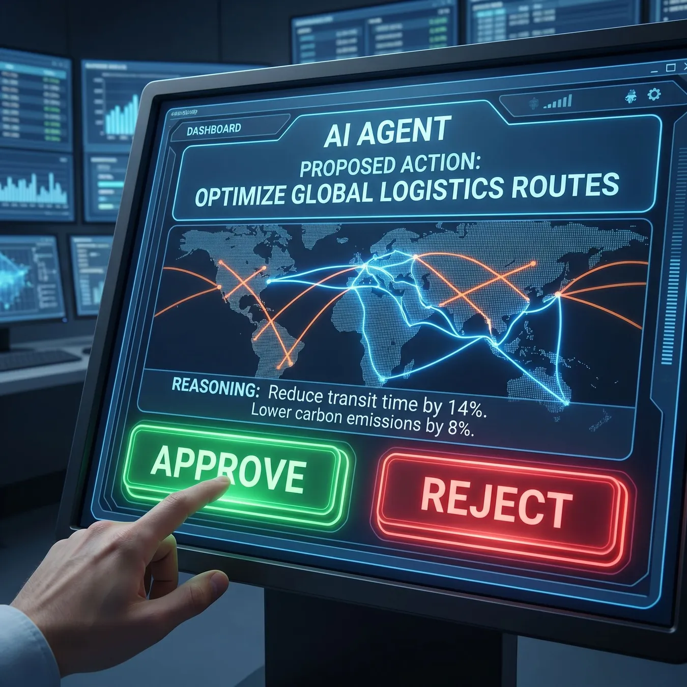 Human-in-the-loop approval interface.