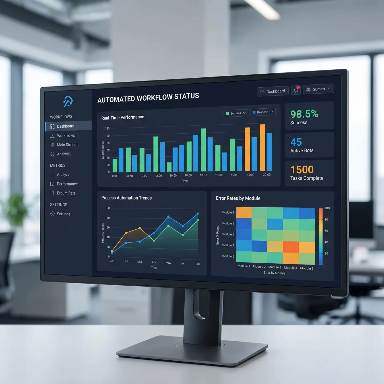 Real-time monitoring of automated systems.