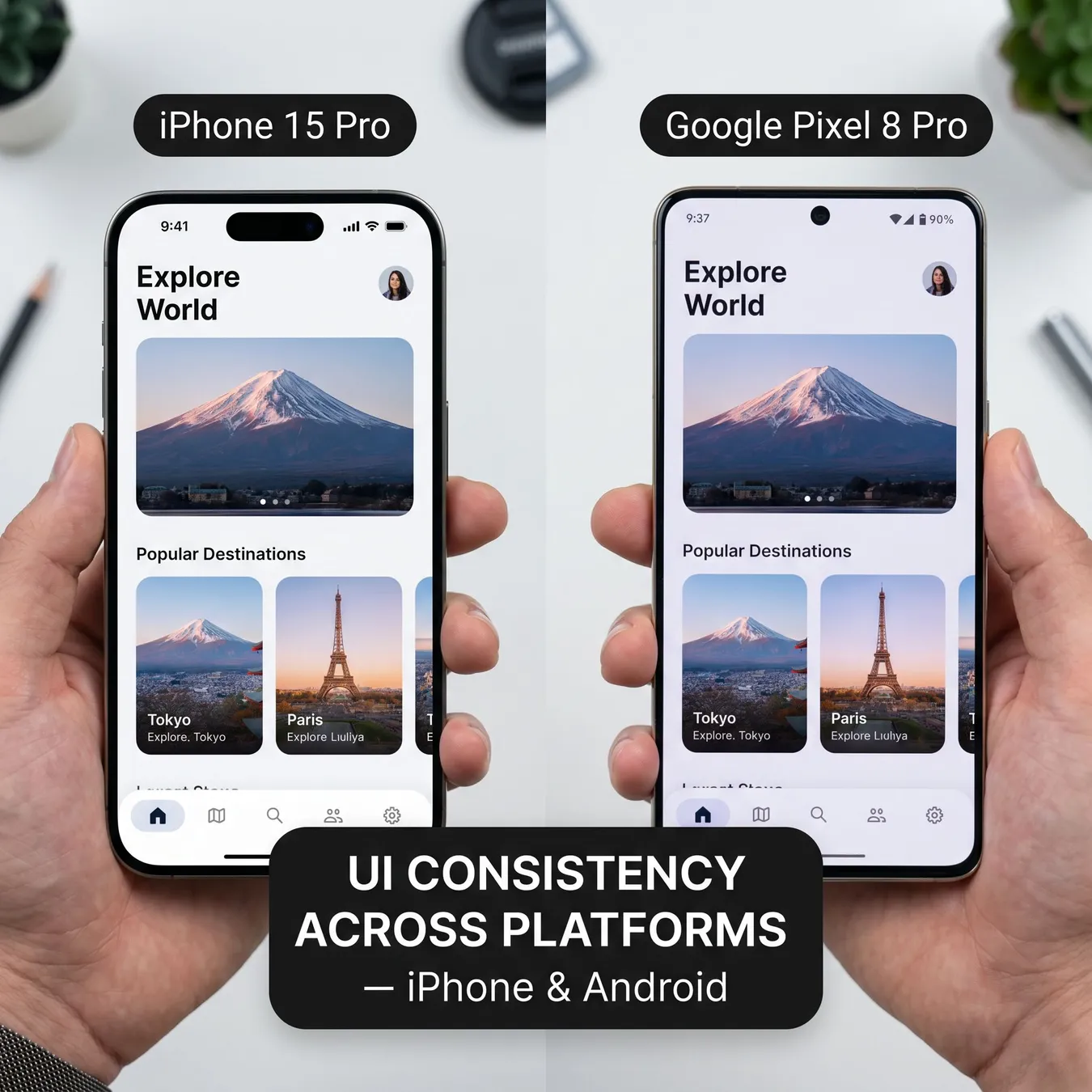 Unified design across iOS and Android platforms.