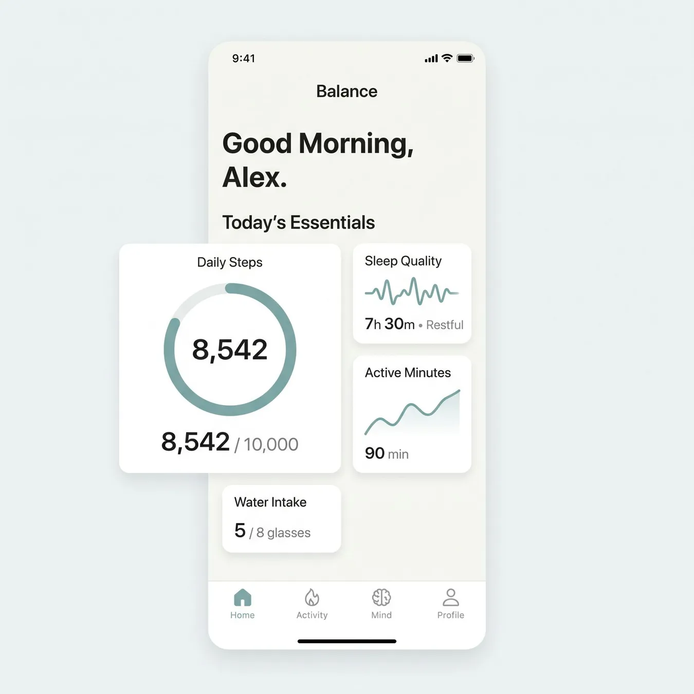 Focus on clean UI and essential data.