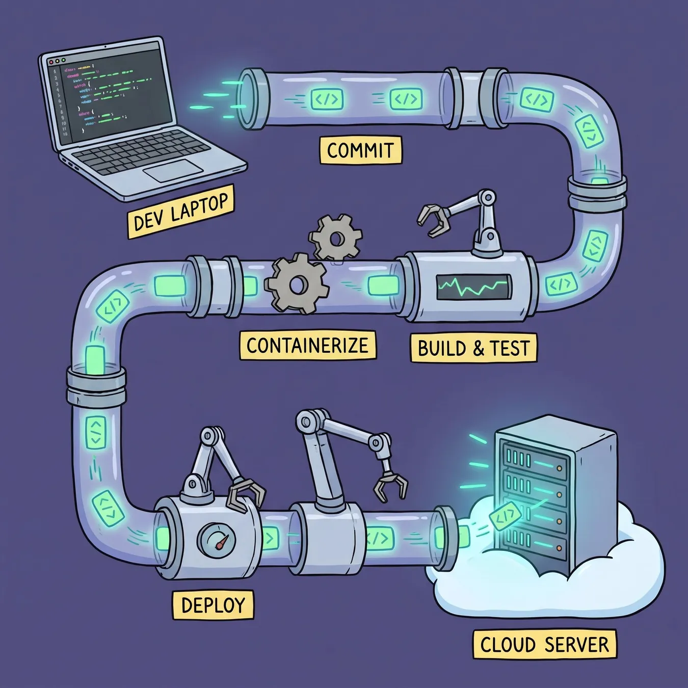 Visualizing the automated CI/CD pipeline.